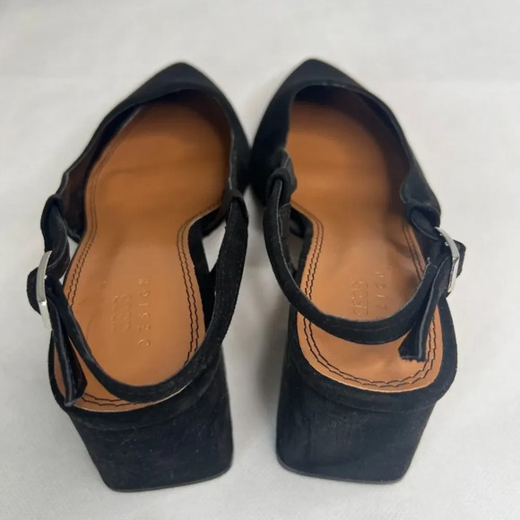 ASOS Design Black Velvet "Sydney" Slingback Pointed Toe Chunky Heel Sz 7 - Picture 3 of 9